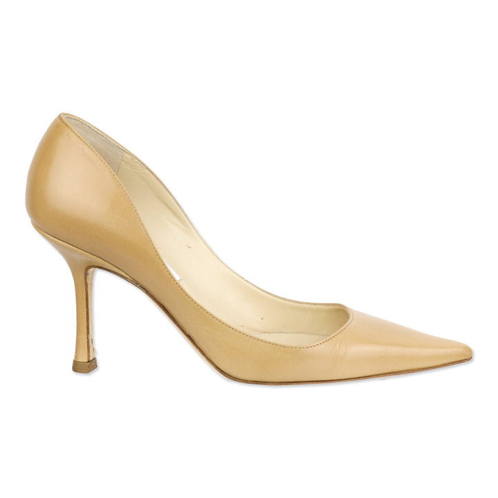 Jimmy Cho Tan Leather Pointed Toe Pumps