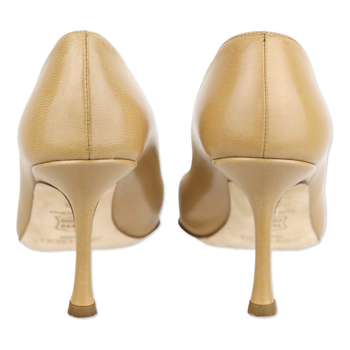 Jimmy Cho Tan Leather Pointed Toe Pumps