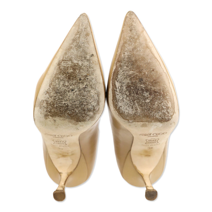 Jimmy Cho Tan Leather Pointed Toe Pumps