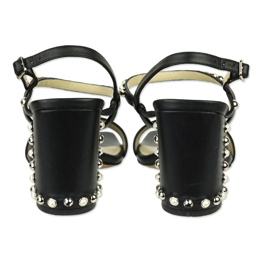Jimmy Choo Aadra 85 Nappa Leather Pearl Studded Sandals