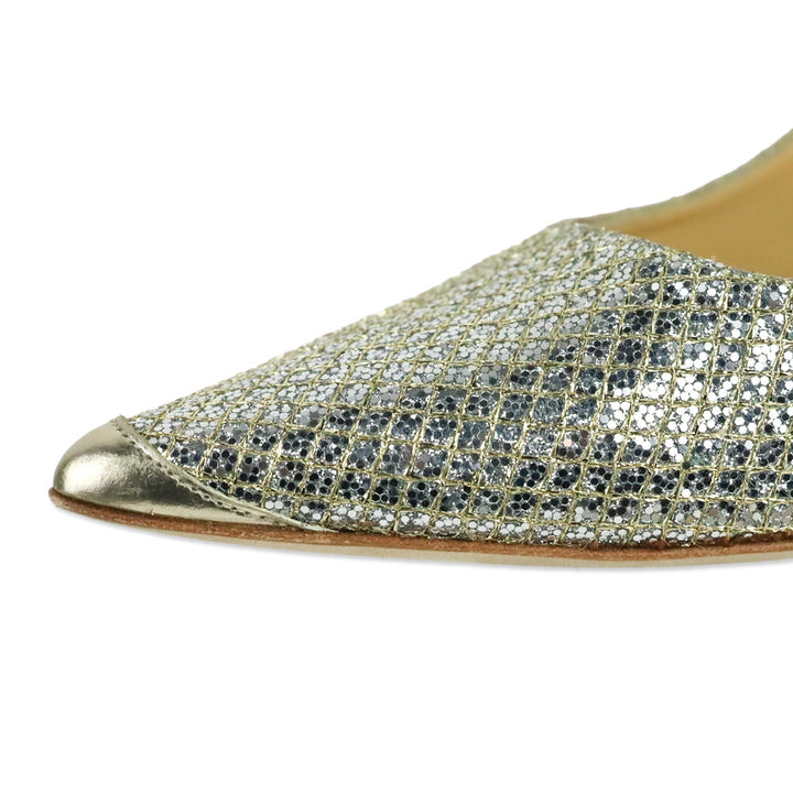Jimmy Choo Abel Champagne Gold 100M Glitter Point Pumps