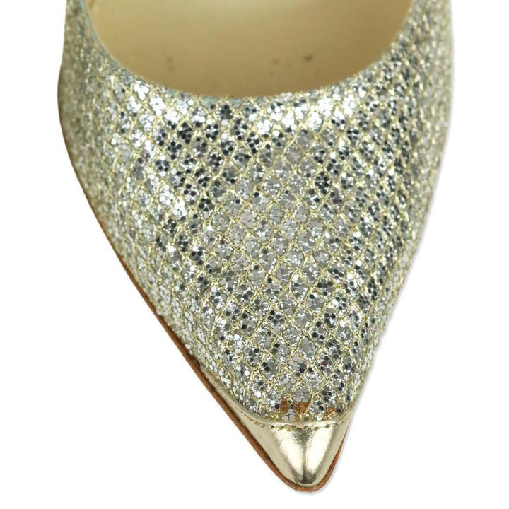 Jimmy Choo Abel Champagne Gold 100M Glitter Point Pumps