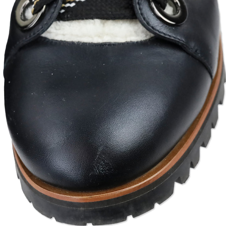 Jimmy Choo Bei Flat Black Leather Shearling Boot