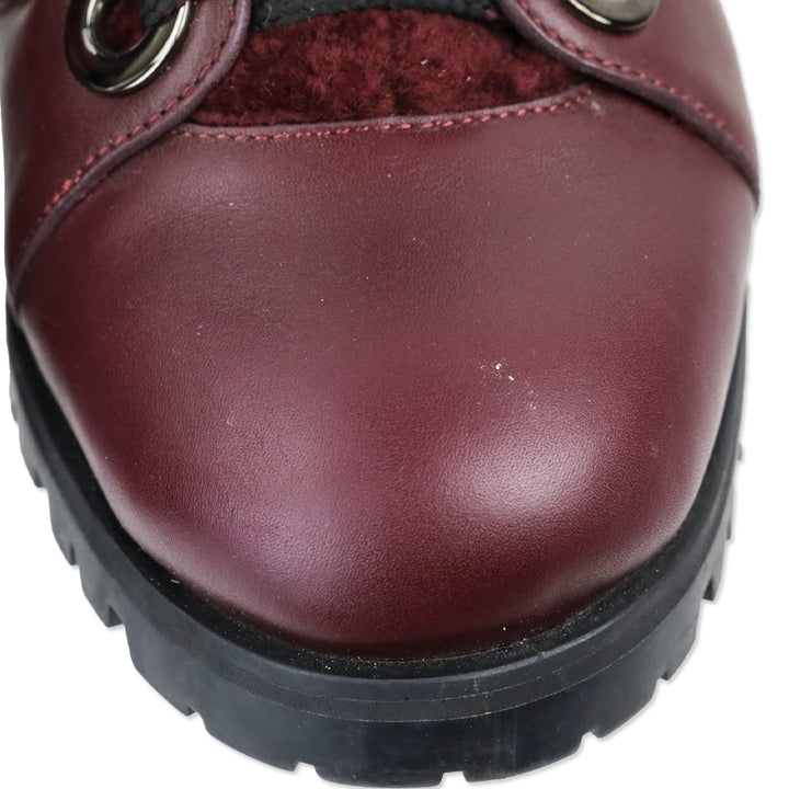 Jimmy Choo Bei Flat Burgundy Leather Shearling Boot