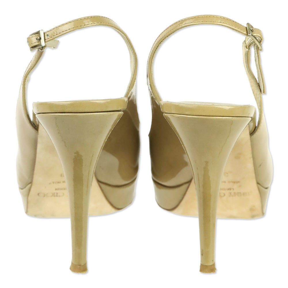 Jimmy Choo Beige Patent Clue Slingback Pump