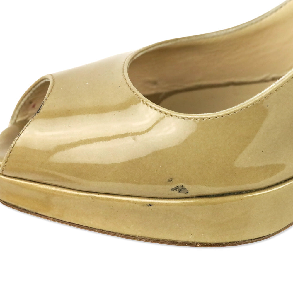 Jimmy Choo Beige Patent Clue Slingback Pump