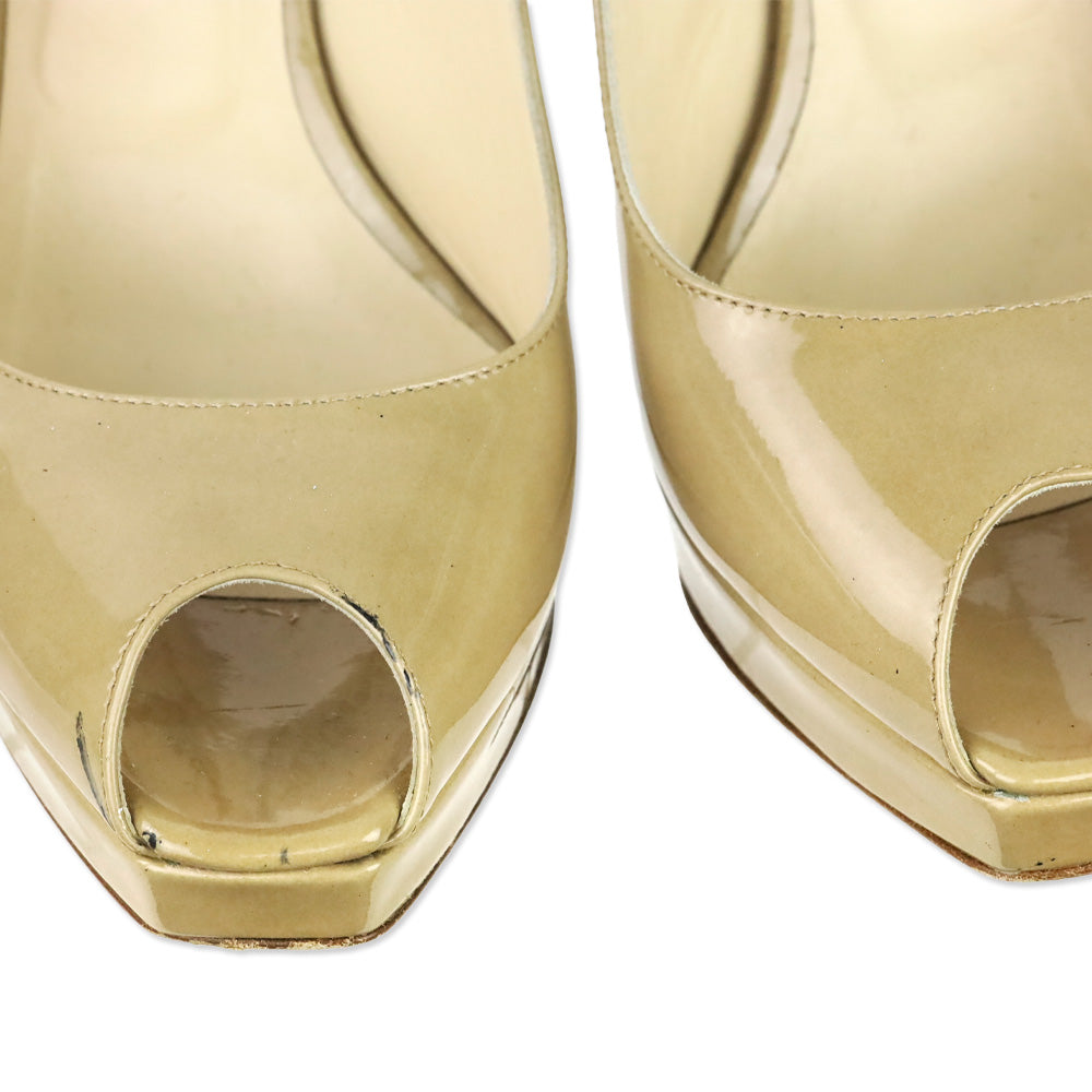 Jimmy Choo Beige Patent Clue Slingback Pump