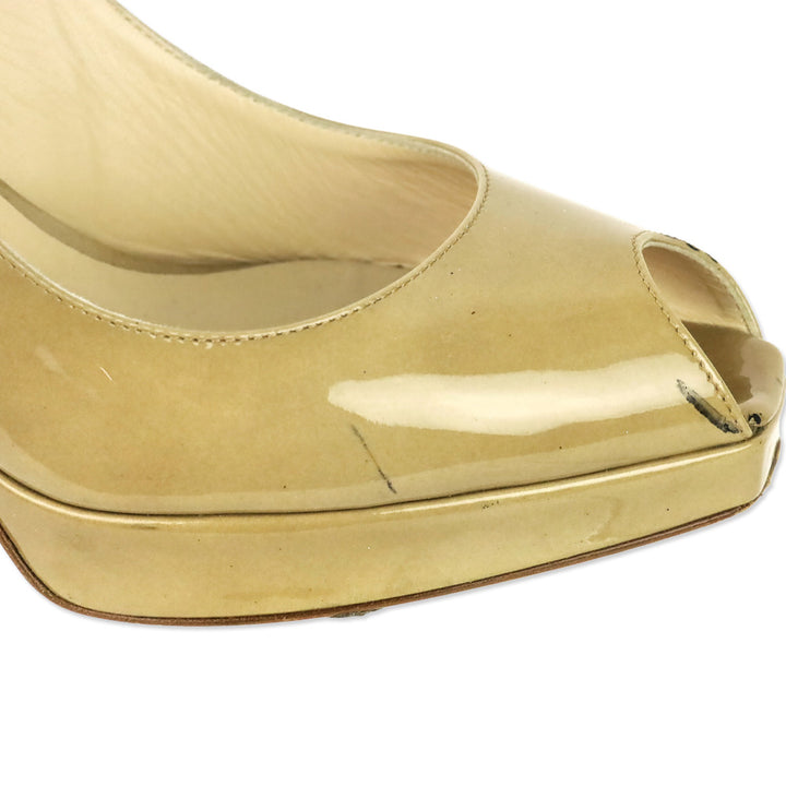 Jimmy Choo Beige Patent Clue Slingback Pump