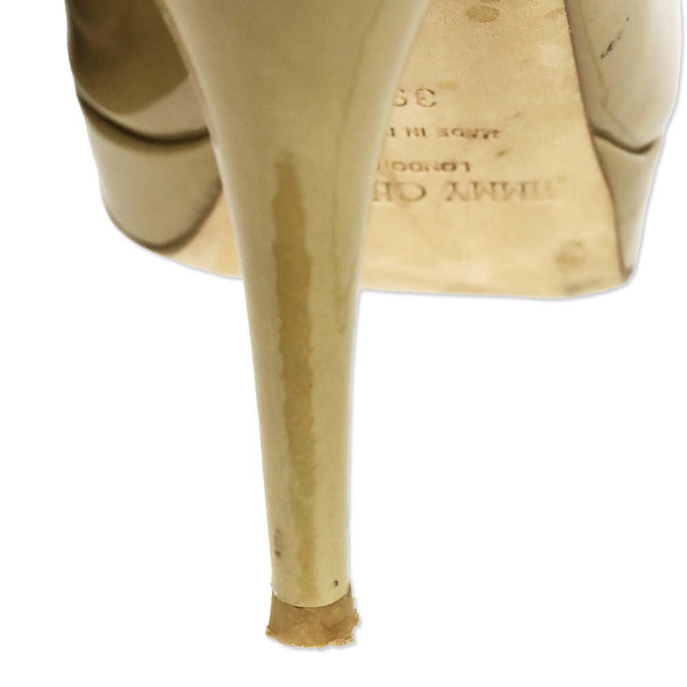 Jimmy Choo Beige Patent Clue Slingback Pump
