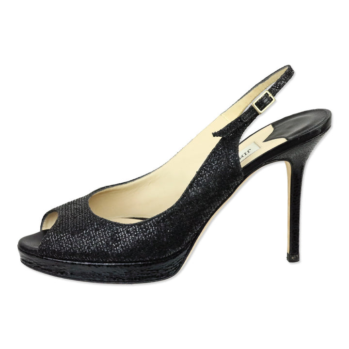 Jimmy Choo Black Glitter Fabric Nova Pump