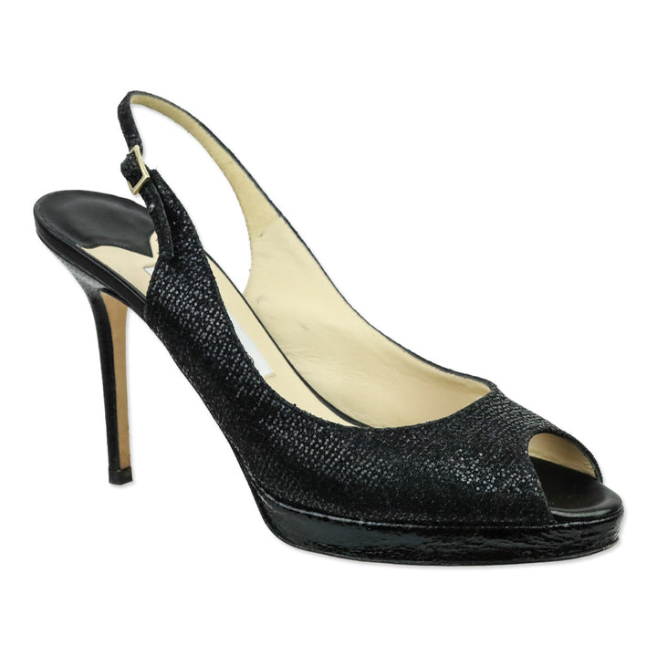 Jimmy Choo Black Glitter Fabric Nova Pump