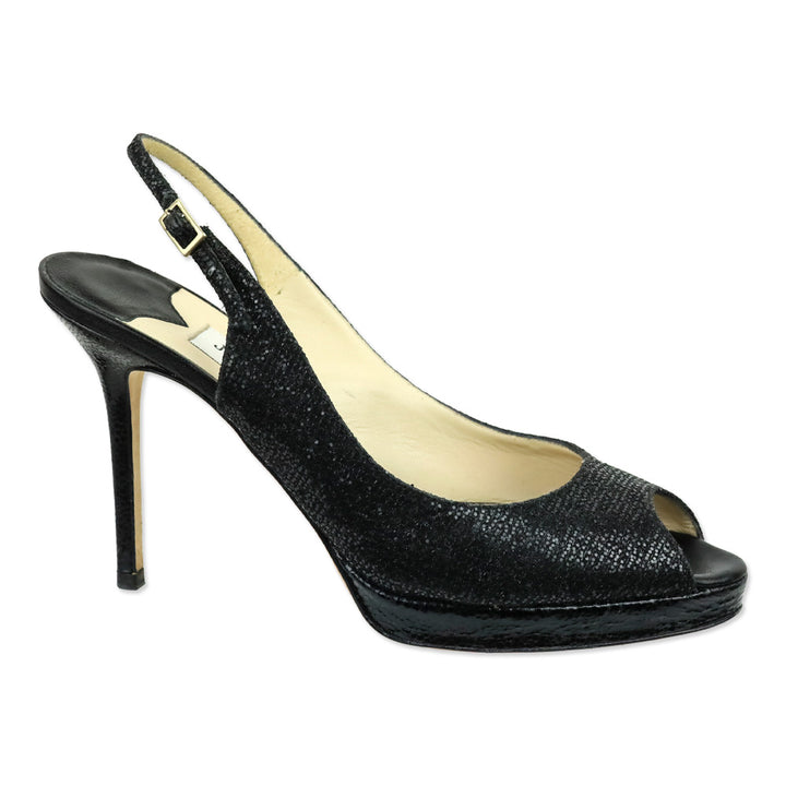 Jimmy Choo Black Glitter Fabric Nova Pump