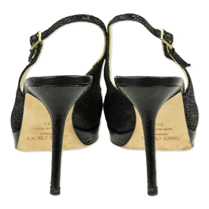Jimmy Choo Black Glitter Fabric Nova Pump