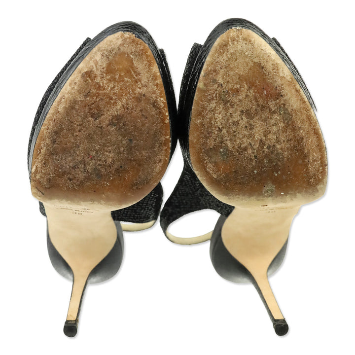 Jimmy Choo Black Glitter Fabric Nova Pump