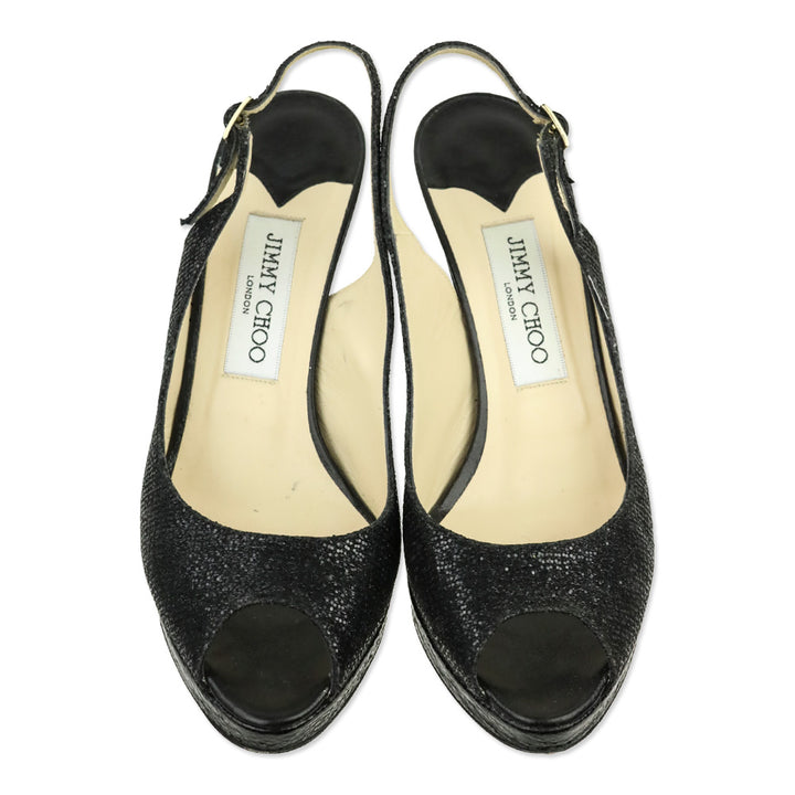 Jimmy Choo Black Glitter Fabric Nova Pump