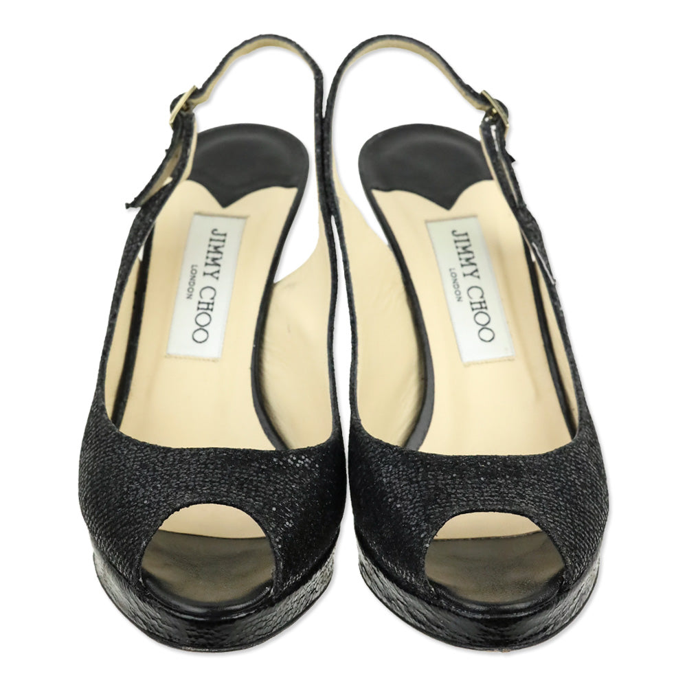 Jimmy Choo Black Glitter Fabric Nova Pump