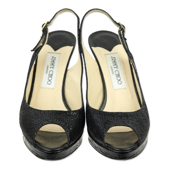 Jimmy Choo Black Glitter Fabric Nova Pump