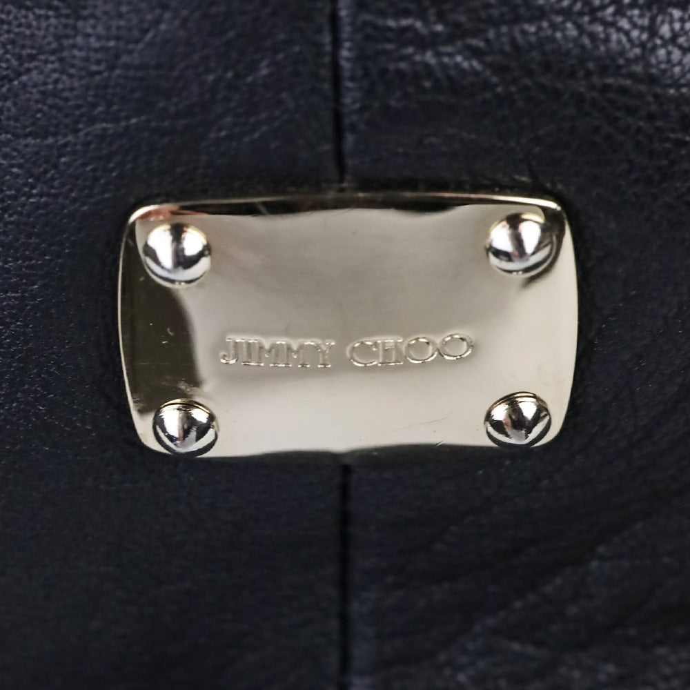 Jimmy Choo Black Grained Leather Whipstitch Tote