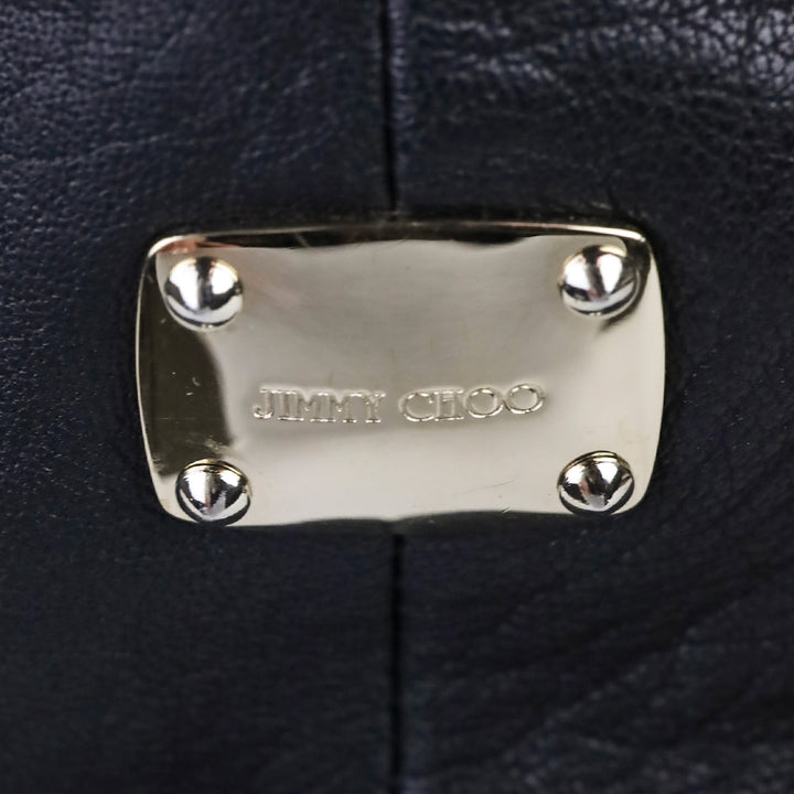 Jimmy Choo Black Grained Leather Whipstitch Tote