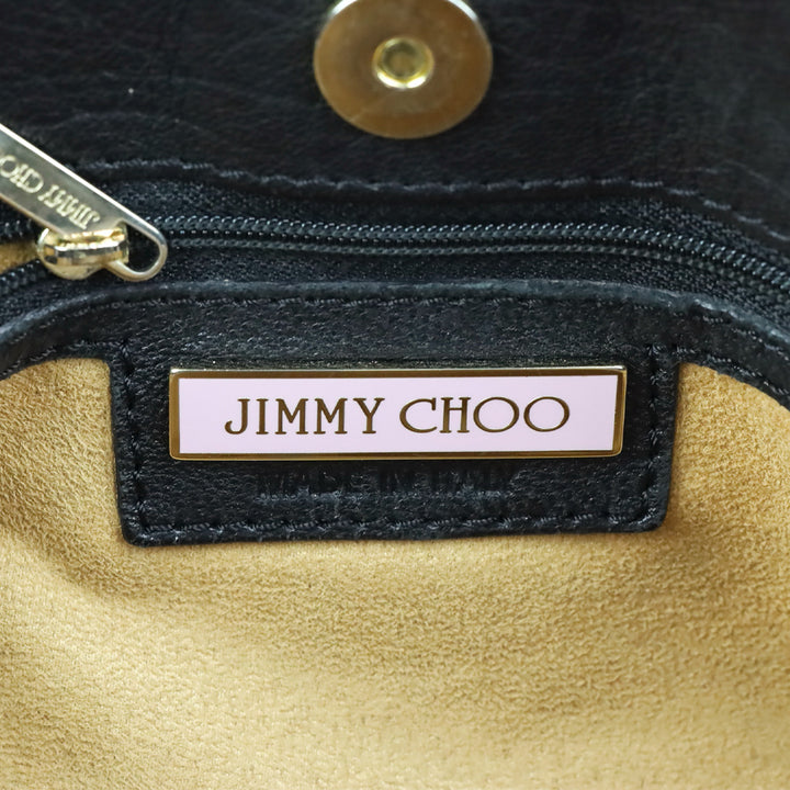 Jimmy Choo Black Grained Leather Whipstitch Tote