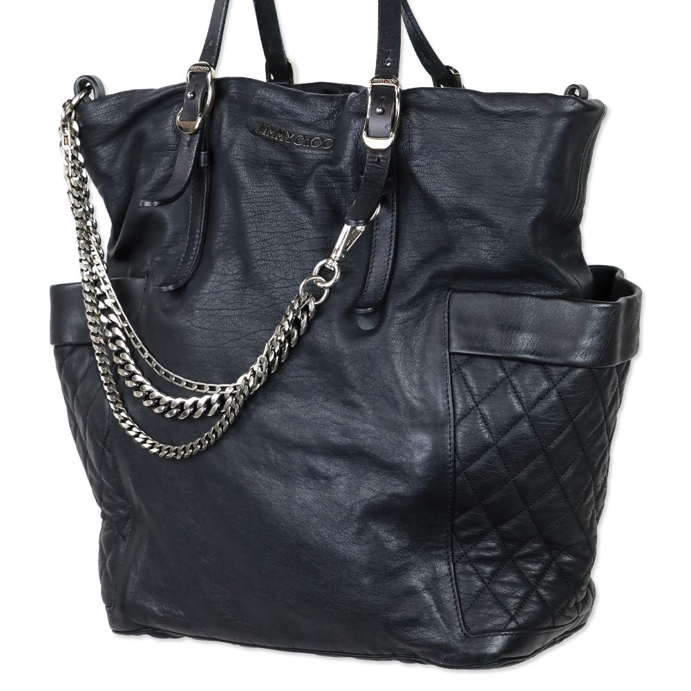 Jimmy Choo Black Leather Blare Tote Bag