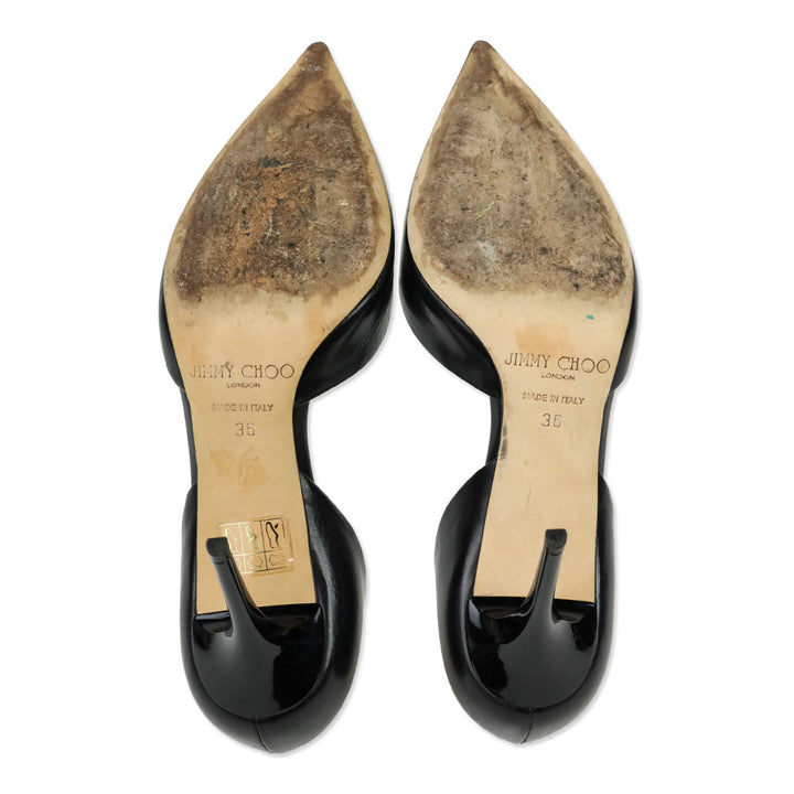 Jimmy Choo Black Leather D'Orsay Pumps