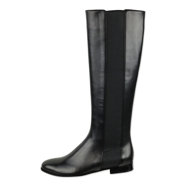 Jimmy Choo Black Leather Faith Flat Riding Boots