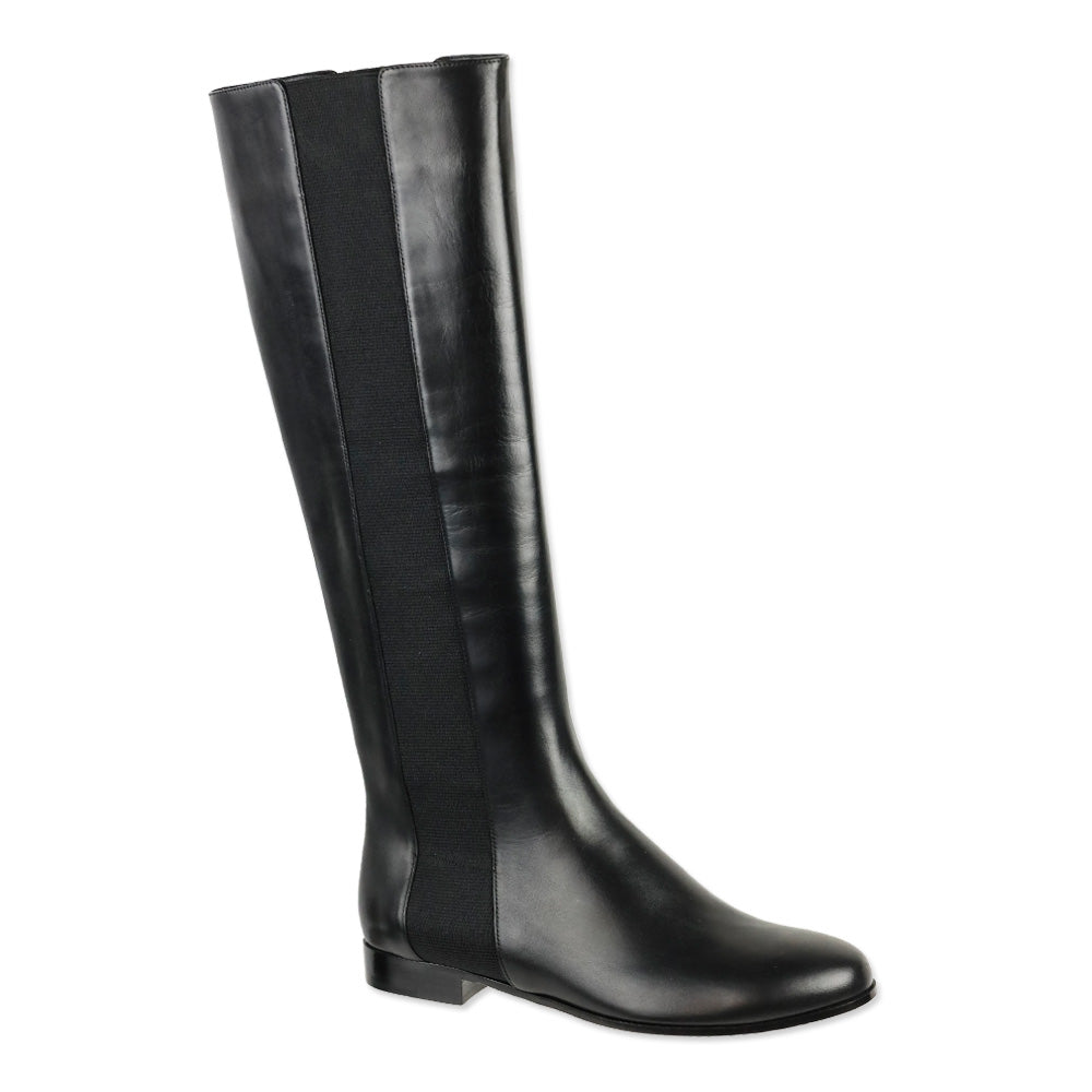 Jimmy Choo Black Leather Faith Flat Riding Boots