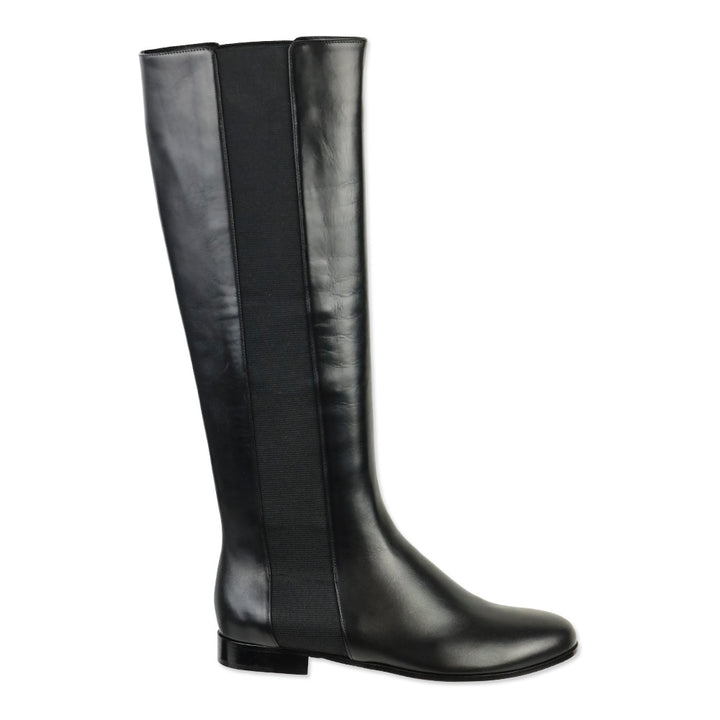 Jimmy Choo Black Leather Faith Flat Riding Boots