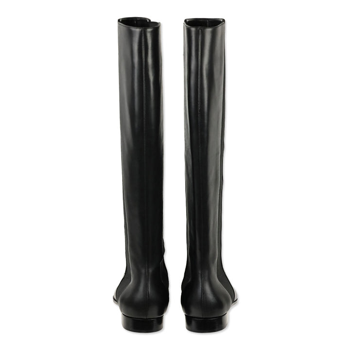 Jimmy Choo Black Leather Faith Flat Riding Boots