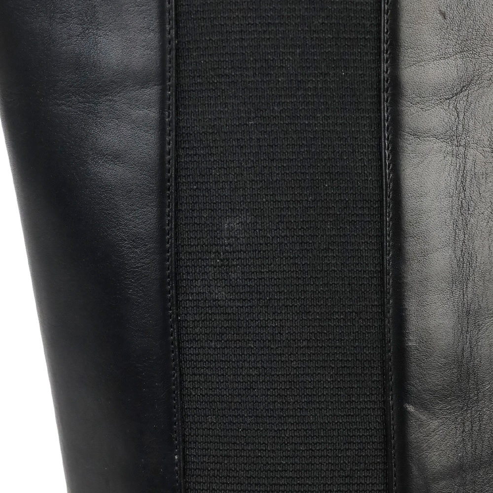 Jimmy Choo Black Leather Faith Flat Riding Boots