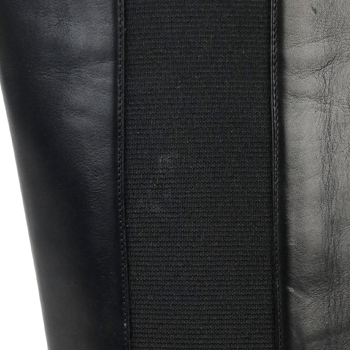 Jimmy Choo Black Leather Faith Flat Riding Boots