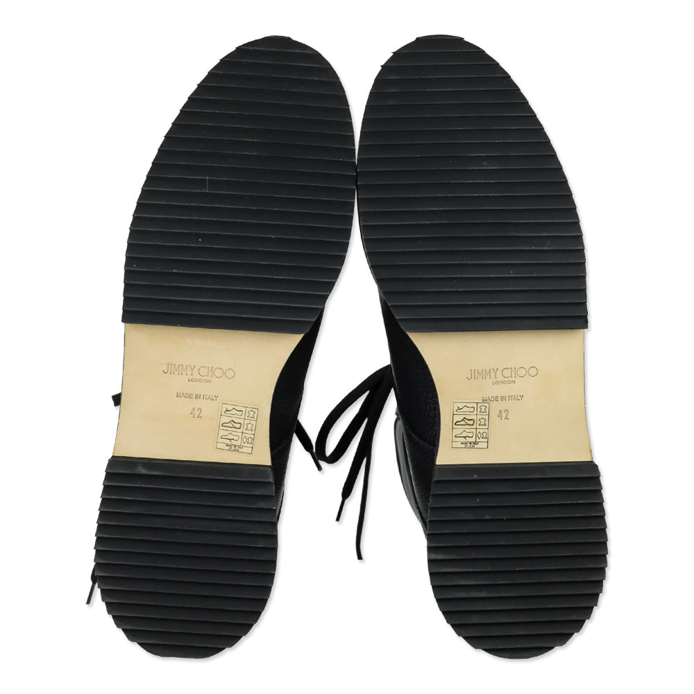 Jimmy Choo Black Leather Hadley Crystal Combat Boots