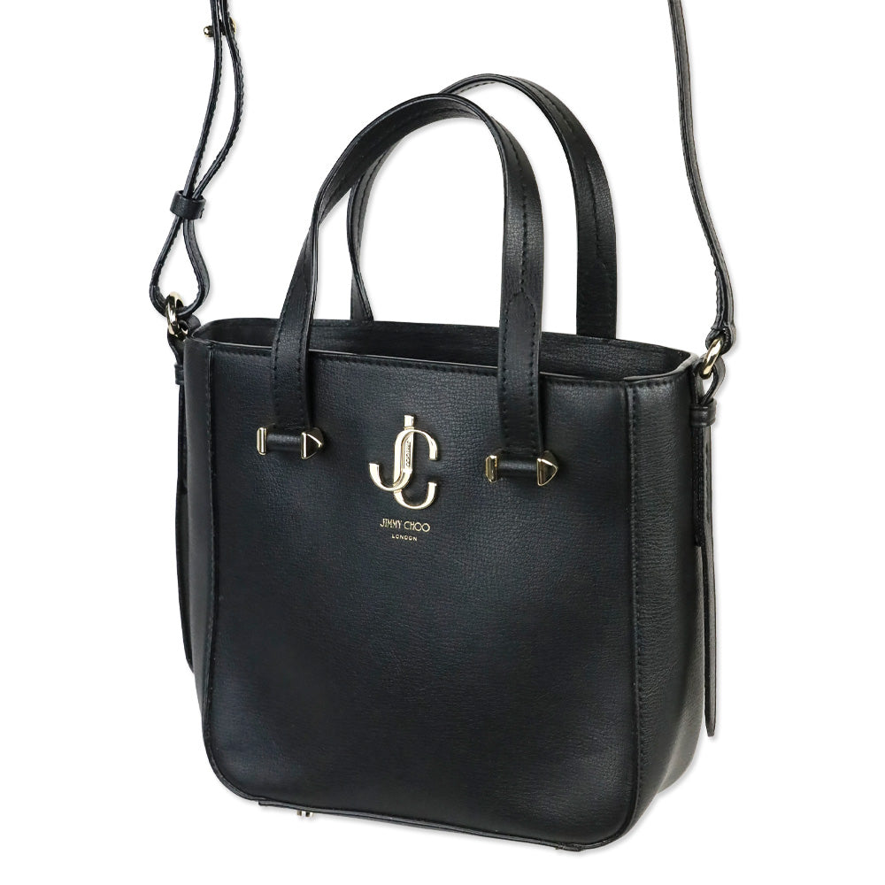 Jimmy Choo Black Leather JC Mini Tote Bag