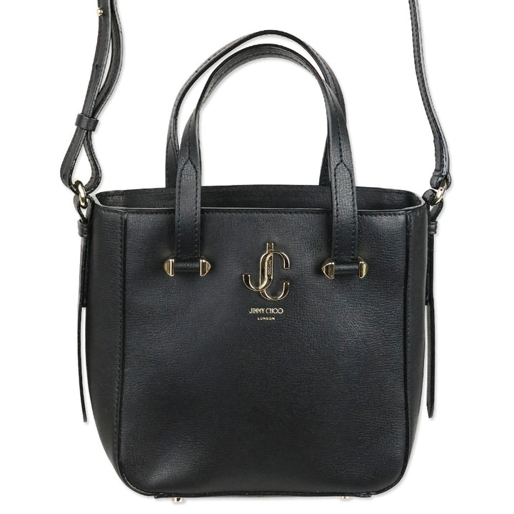 Jimmy Choo Black Leather JC Mini Tote Bag