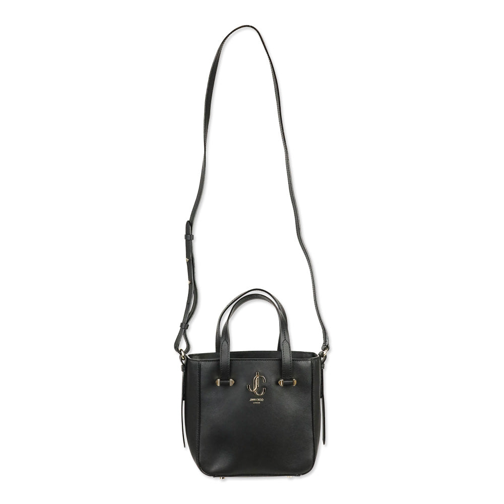 Jimmy Choo Black Leather JC Mini Tote Bag