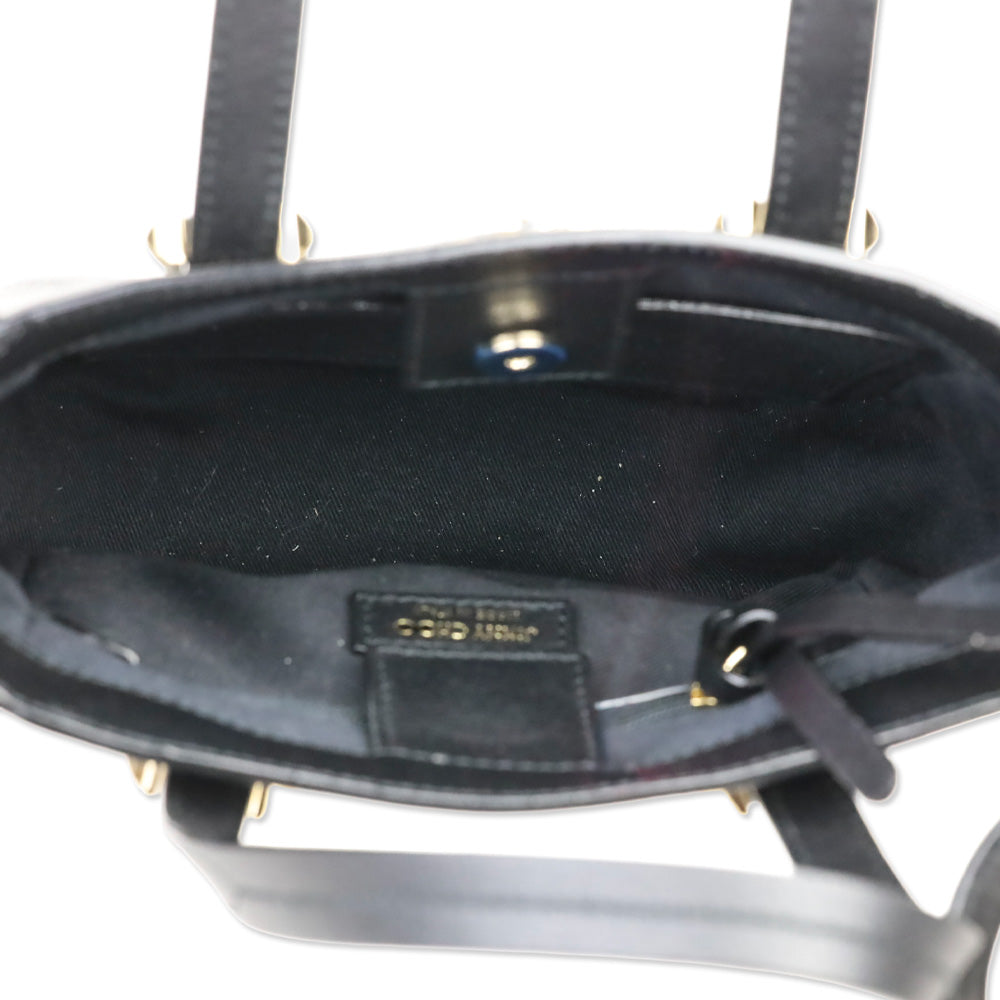 Jimmy Choo Black Leather JC Mini Tote Bag