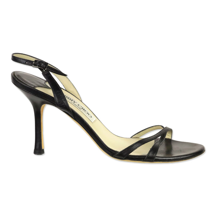 Jimmy Choo Black Leather Jag Slingback Sandal