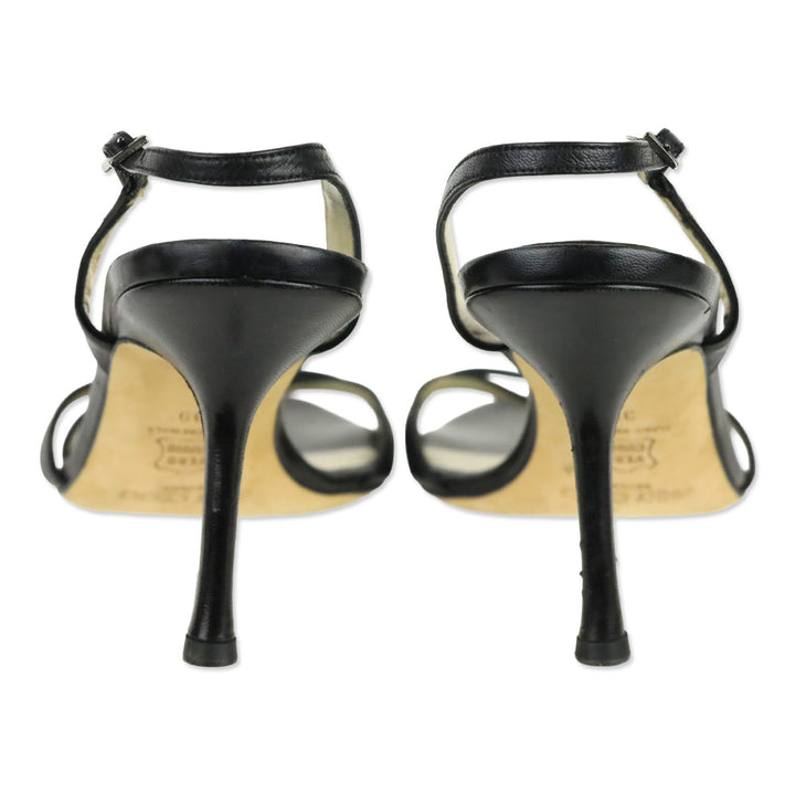 Jimmy Choo Black Leather Jag Slingback Sandal