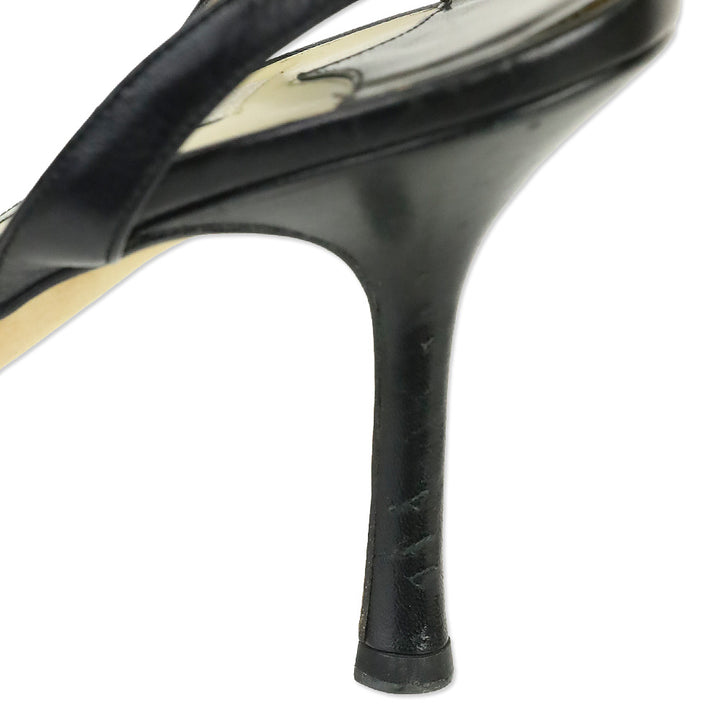 Jimmy Choo Black Leather Jag Slingback Sandal