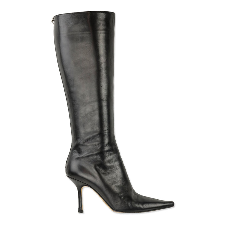 Jimmy Choo Black Leather Knee High Booties