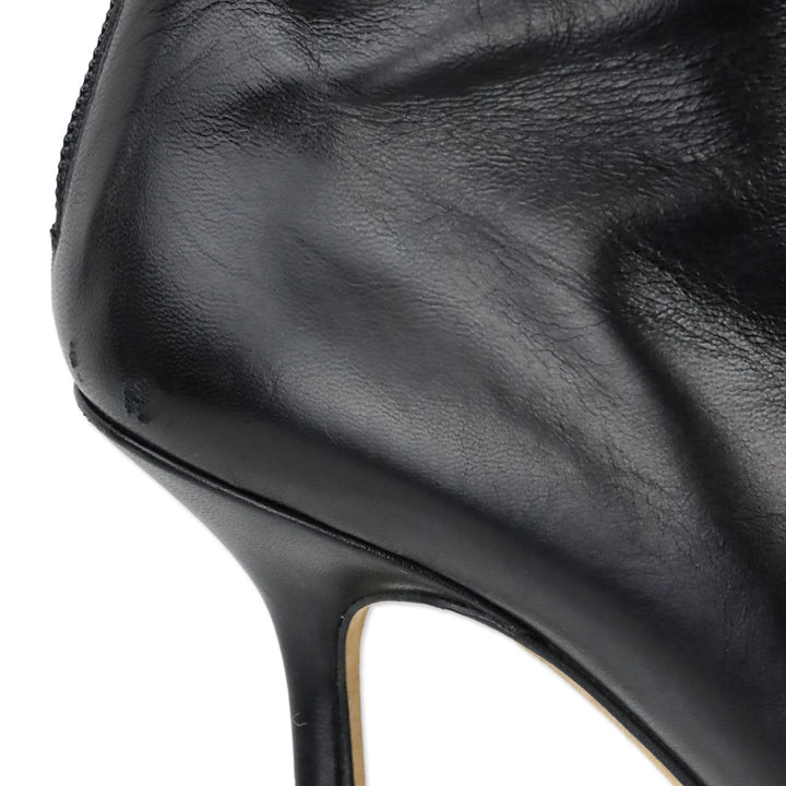 Jimmy Choo Black Leather Knee High Booties