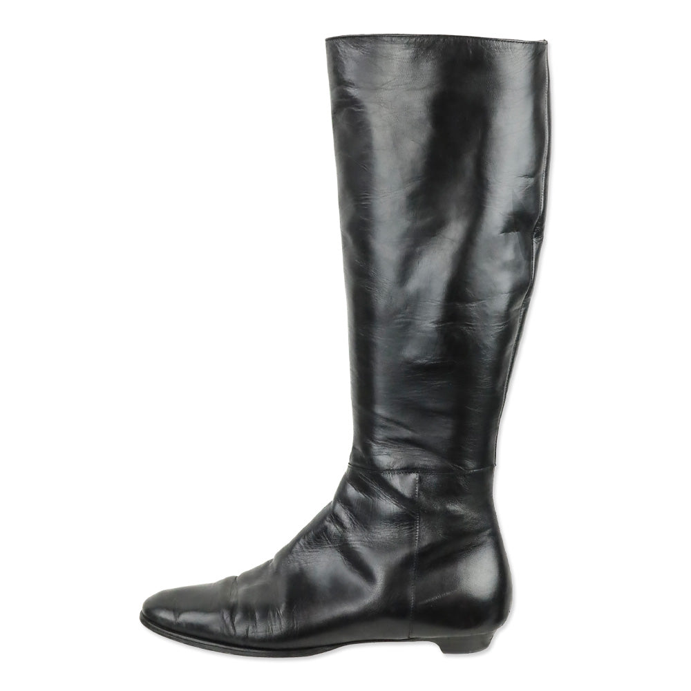 Jimmy Choo Black Leather Knee High Boots