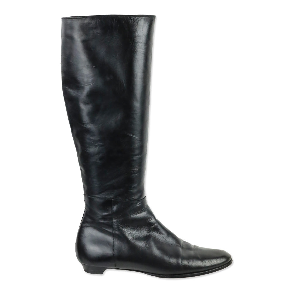 Jimmy Choo Black Leather Knee High Boots