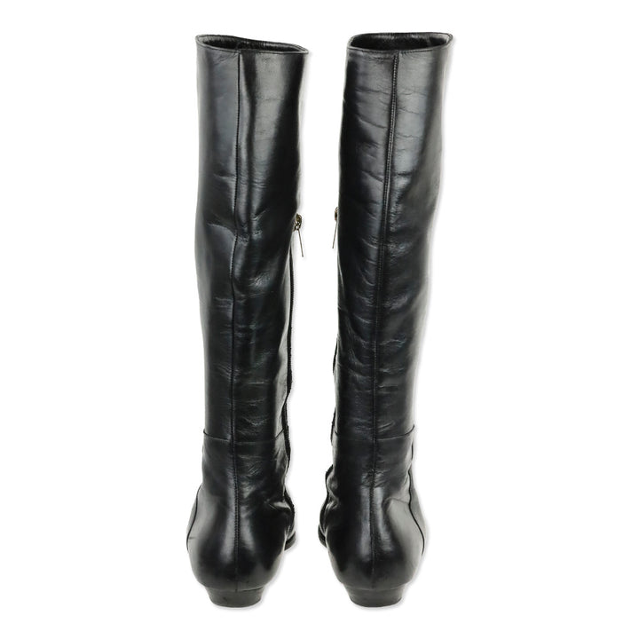 Jimmy Choo Black Leather Knee High Boots