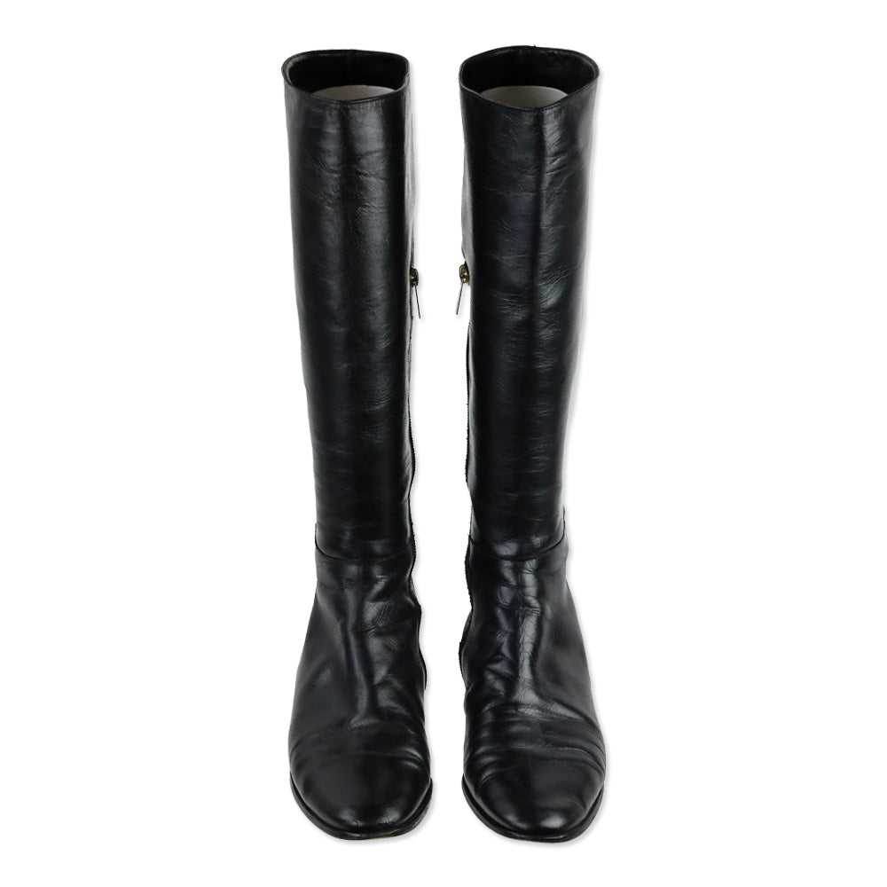 Jimmy Choo Black Leather Knee High Boots
