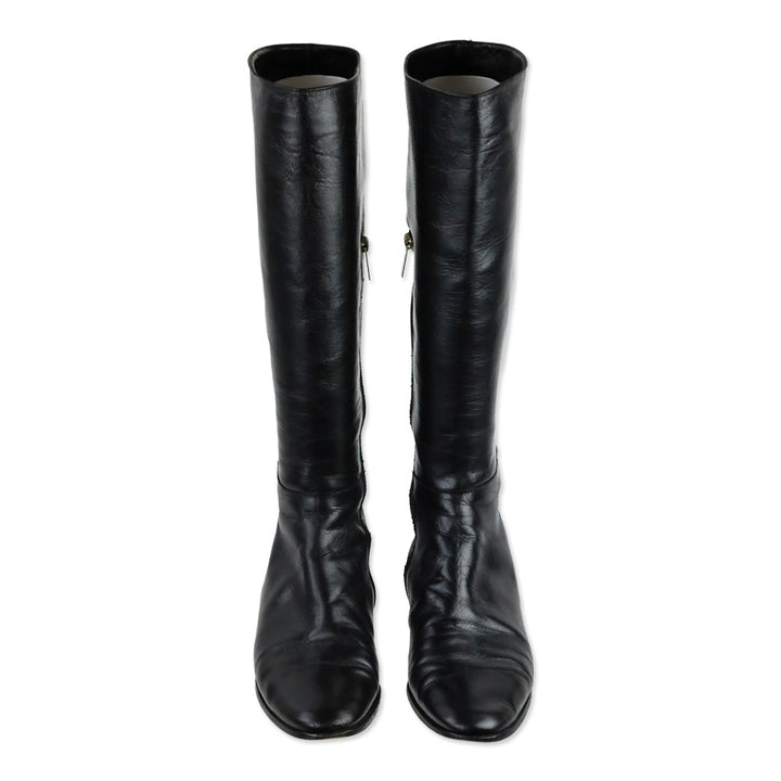 Jimmy Choo Black Leather Knee High Boots