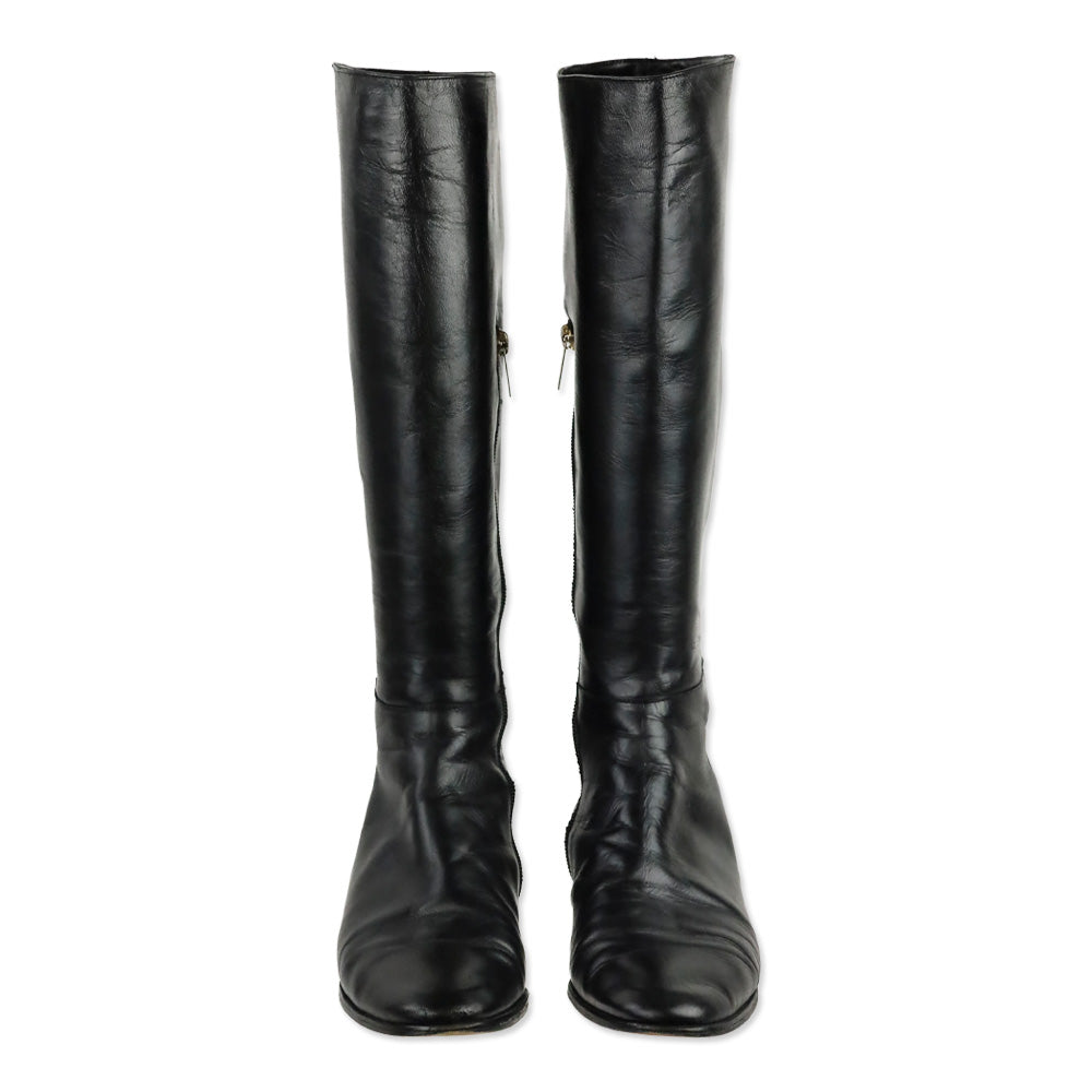 Jimmy Choo Black Leather Knee High Boots