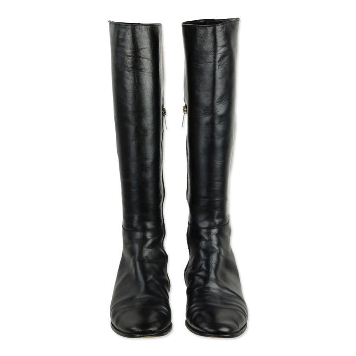 Jimmy Choo Black Leather Knee High Boots