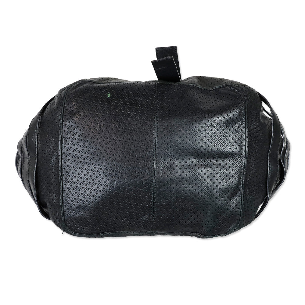 Jimmy Choo Black Perforated Leather Gold Hardware Bree Bag